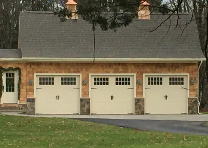 Amarr Garage Doors, 9' x 7', Classica Northampton, Almond, with decorative hardware, Madeira