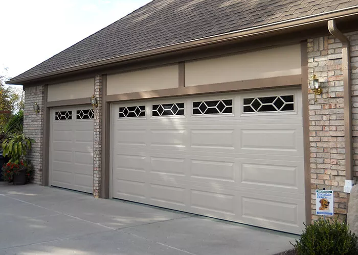 Amarr Garage Doors, 8' x 7' & 16' x 7', Stratford Long Panel, Almond, Long Panel Waterford